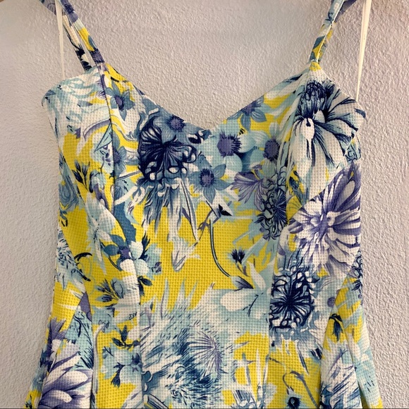 J.O.A Blue & Yellow Floral Fit & Flare Dress - Picture 3 of 6